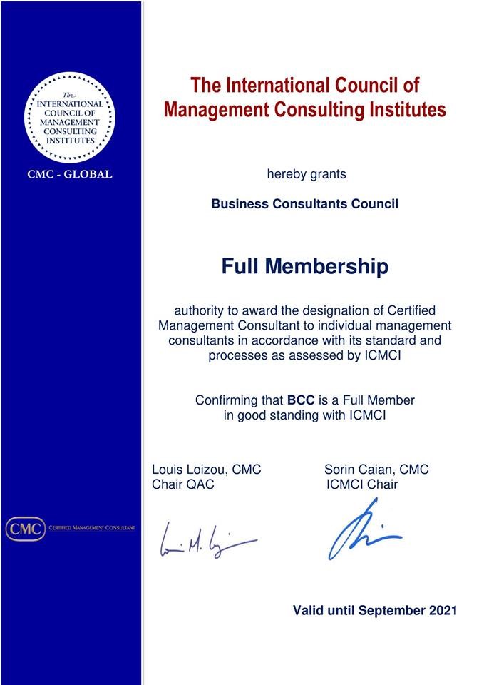 18 September 2018: BCC Full Membership at ICMCI & Announcement on ICMCI newspaper