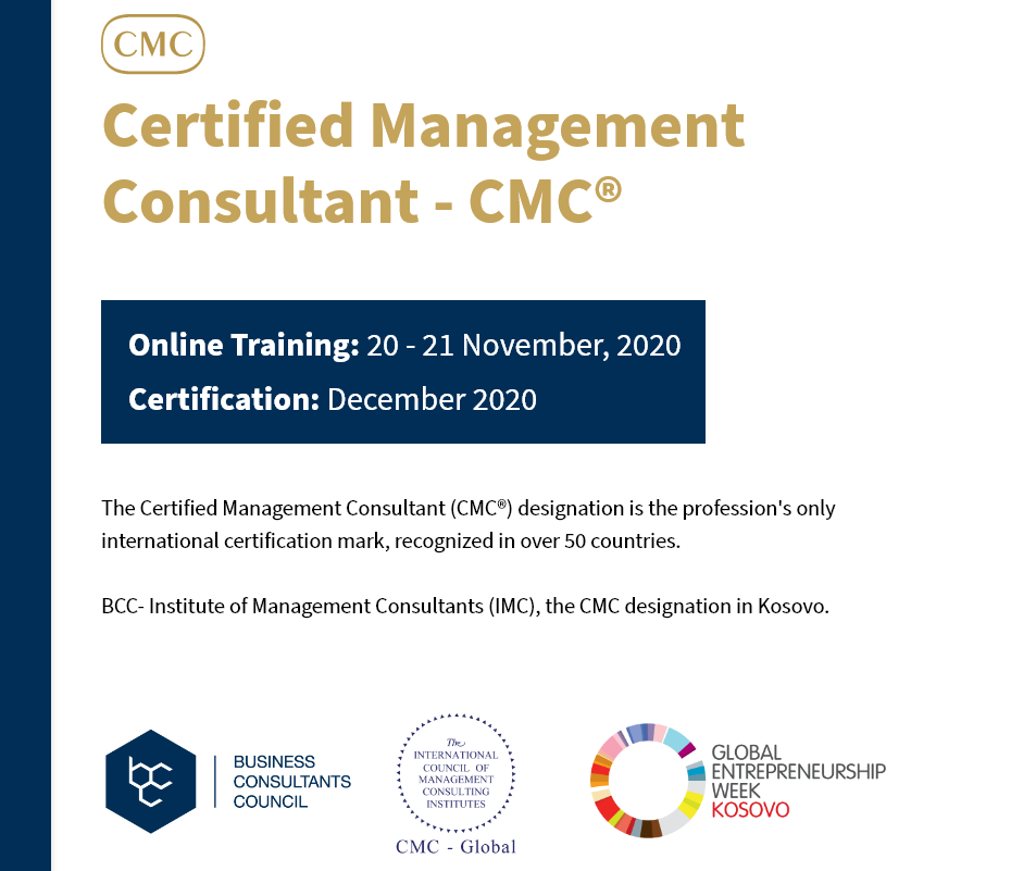 11 November 2020: First virtual certification program of Certified Management Consultant - CMC® | BCC & GEW 2020