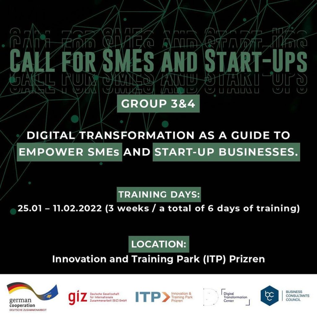 December 2021: Call for SMEs and Start-Ups for Digital Transformation Training
